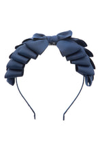 Pleated Ribbon Grosgrain Headband - Navy