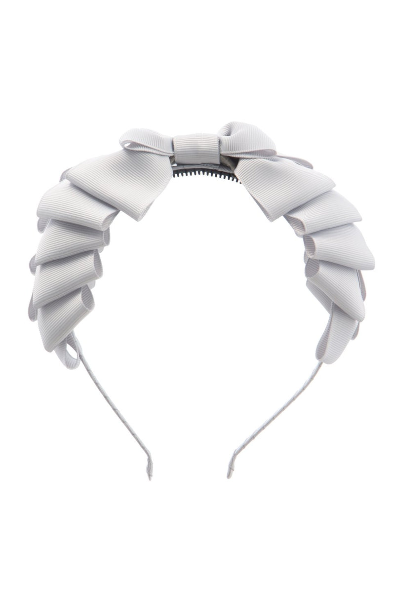Pleated Ribbon Grosgrain Headband - Shell Grey