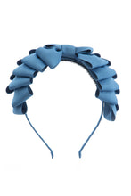 Pleated Ribbon Grosgrain Headband - Smoke Blue