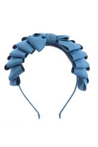 Pleated Ribbon Grosgrain Headband - Smoke Blue