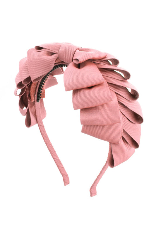 Pleated Ribbon Grosgrain Headband - Sweet Nectar