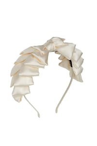 Pleated Ribbon Headband - Dove Ivory