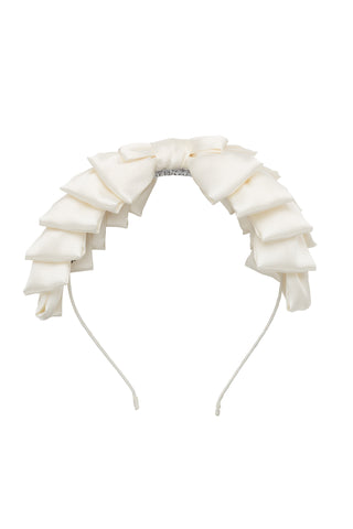Pleated Ribbon Headband - Dove Ivory