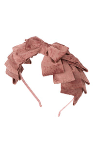 Pleated Ribbon Headband - Rose Paisley Suede