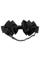 Pleated Ribbon Wrap - Black Paisley Suede