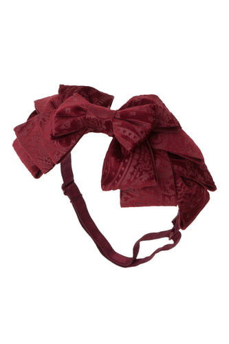 Pleated Ribbon Wrap - Burgundy Paisley Suede