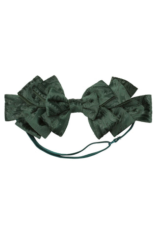 Pleated Ribbon Wrap - Hunter Green Paisley Suede