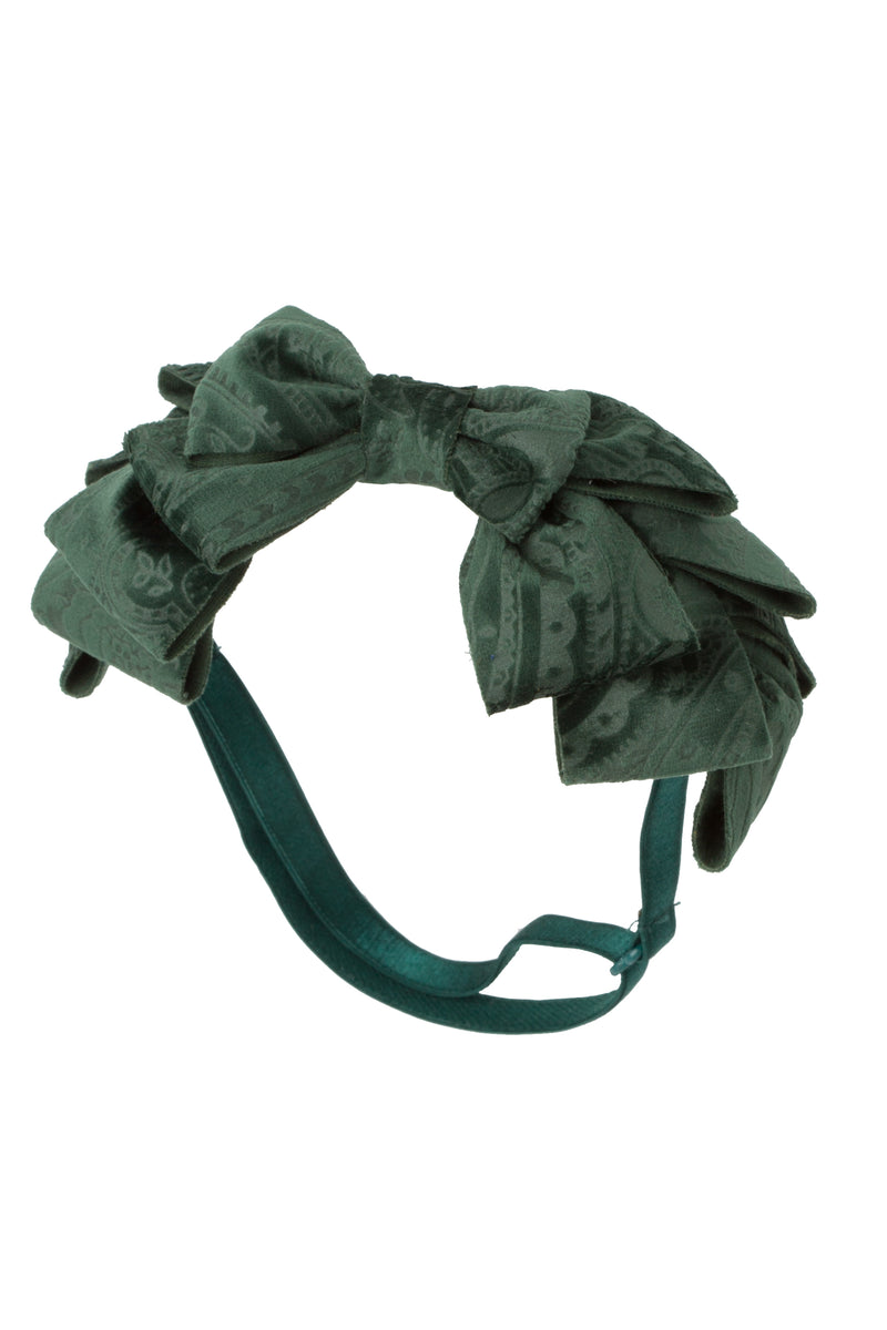 Pleated Ribbon Wrap - Hunter Green Paisley Suede