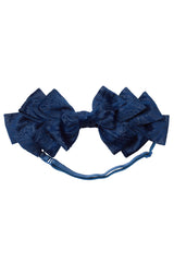Pleated Ribbon Wrap - Navy Paisley Suede