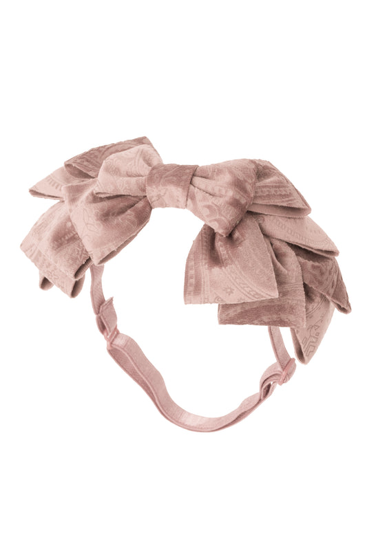 Pleated Ribbon Wrap - Blush Paisley Suede