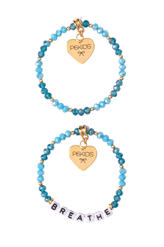 Power Mantra Bracelet Set - Blue - "BREATHE"