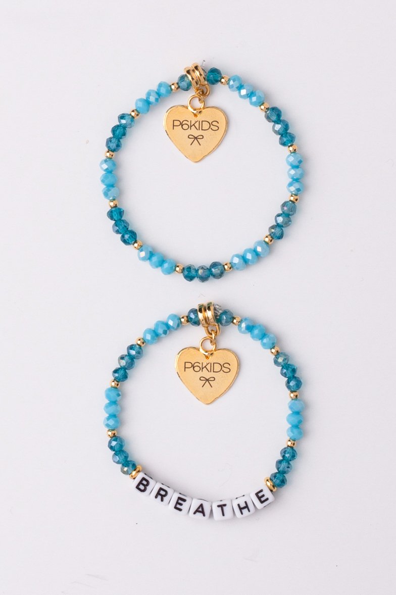 Power Mantra Bracelet Set - Blue - "BREATHE"