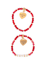Power Mantra Bracelet Set - Red - "LOVED"