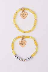 Power Mantra Bracelet Set - Yellow - "YES I CAN"