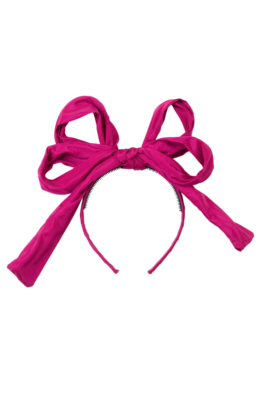 Double Party Bow Headband - Raspberry