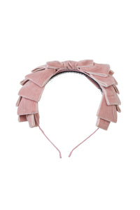 Pleated Ribbon Velvet Headband - Blush