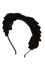 Pleated Ribbon Velvet Headband - Black