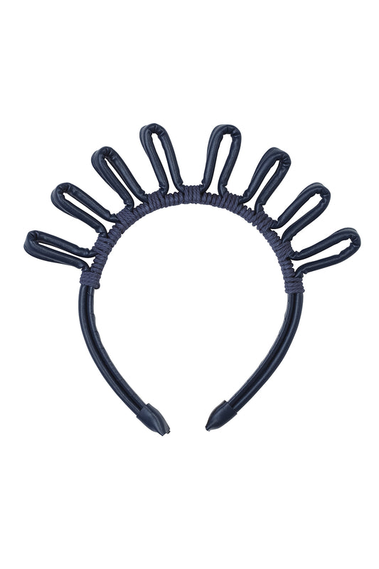 Doodle Leather Headband - Navy