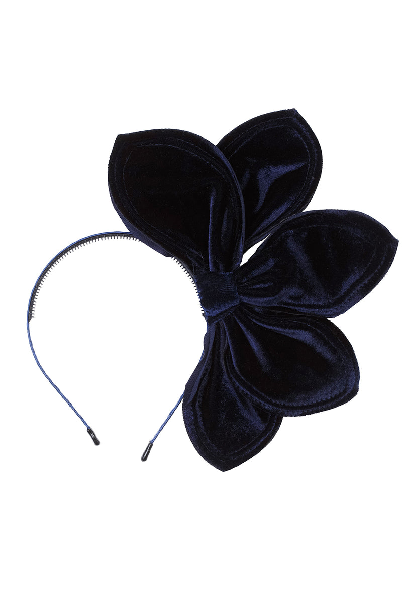 Five Petals Velvet Headband - Navy