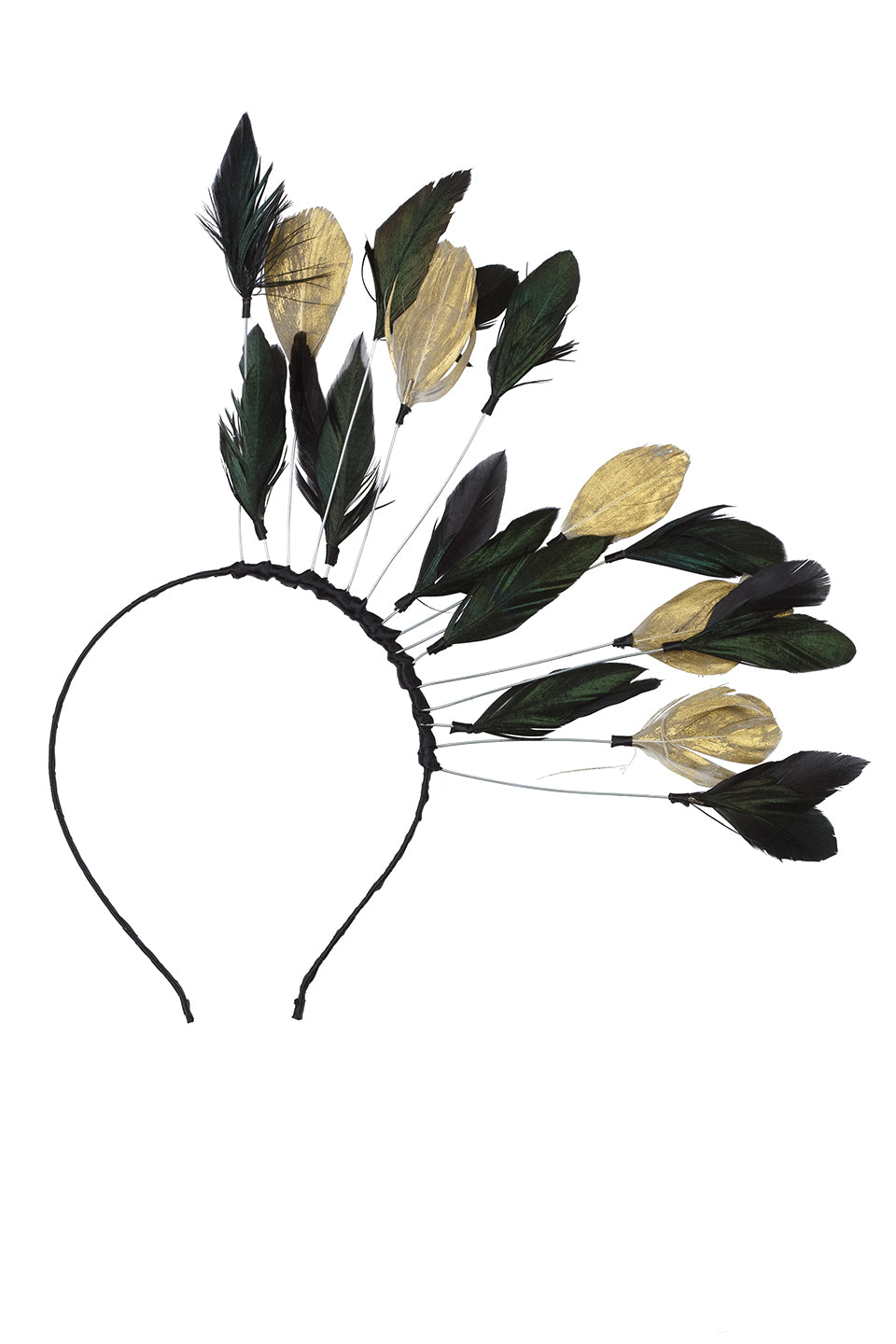 Floating Feathers Headband - Black/Gold