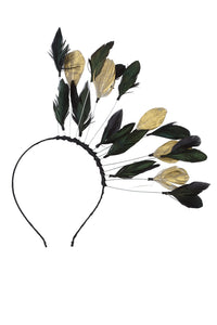 Floating Feathers Headband - Black/Gold