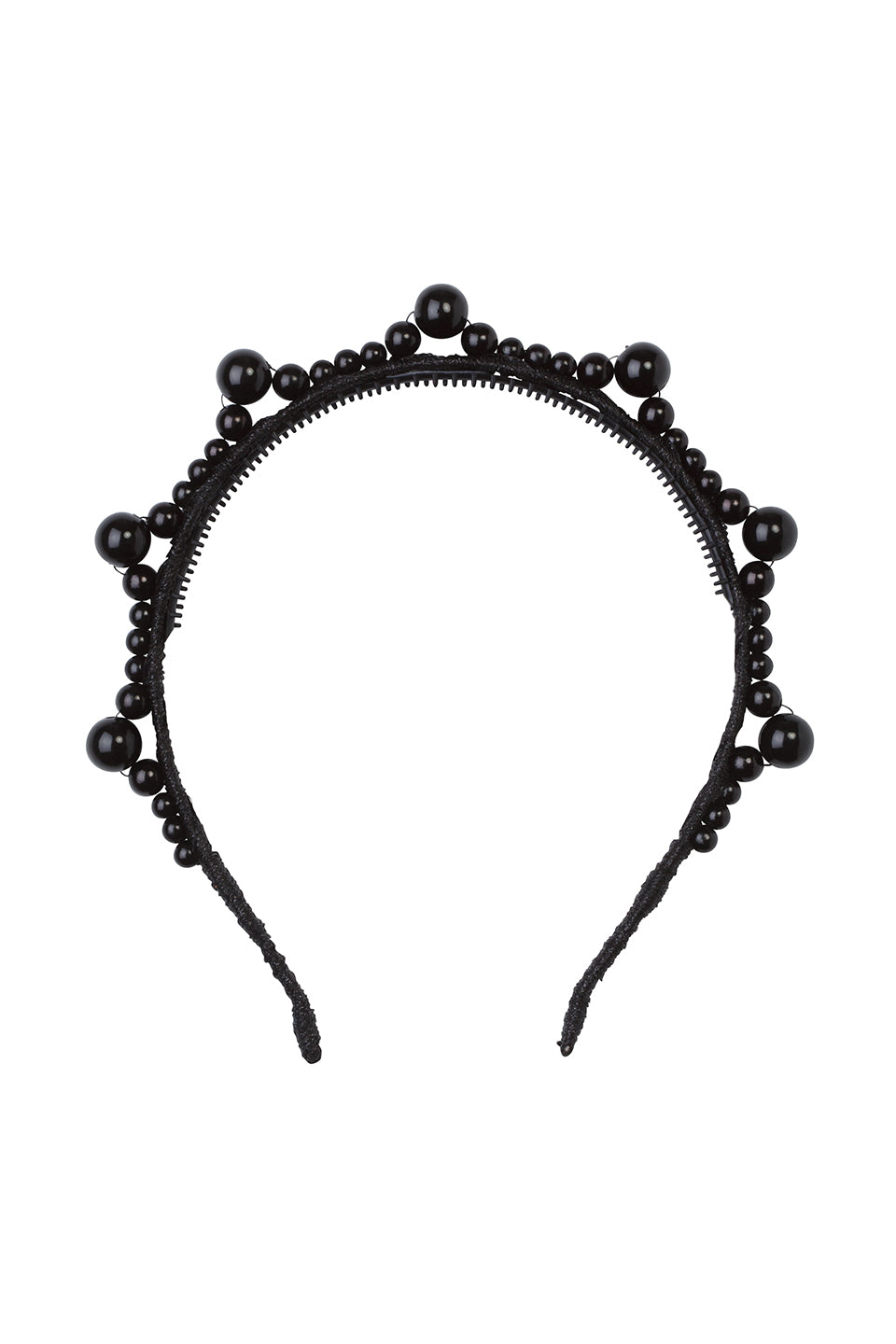 Triple Cluster Pearl Headband - Black/Black Pearls