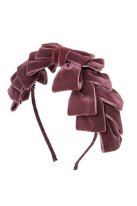 Pleated Ribbon Velvet Headband - Purple