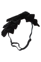 Pleated Ribbon Velvet Wrap - Black