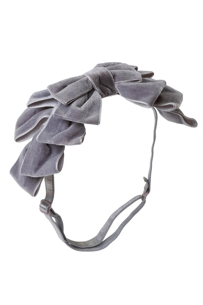 Pleated Ribbon Velvet Wrap - Grey