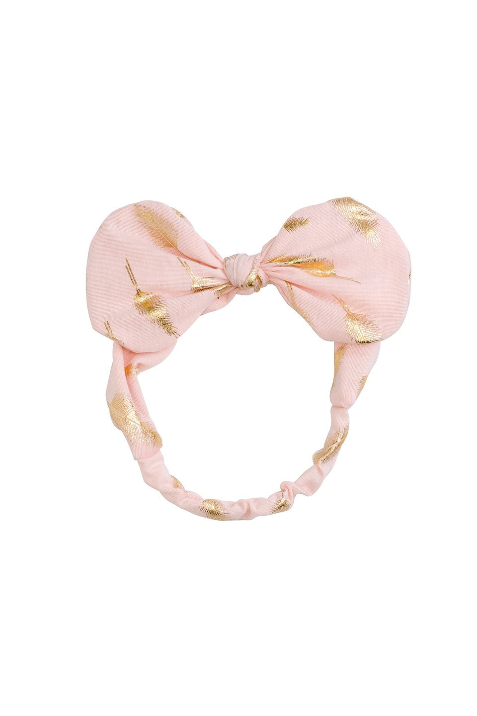 Bunnie Bow Wrap - Blush/Gold Feather Print