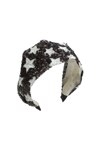 Sequin Star Headband - Black/White