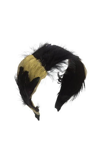 Narrow Feather Headband - Black/Gold - PROJECT 6, modest fashion