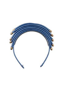 Rainbow Leather Headband - Metallic Blue