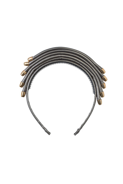 Rainbow Leather Headband - Pewter