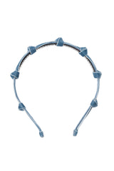 Rosebud Headband - Blue Denim Velvet