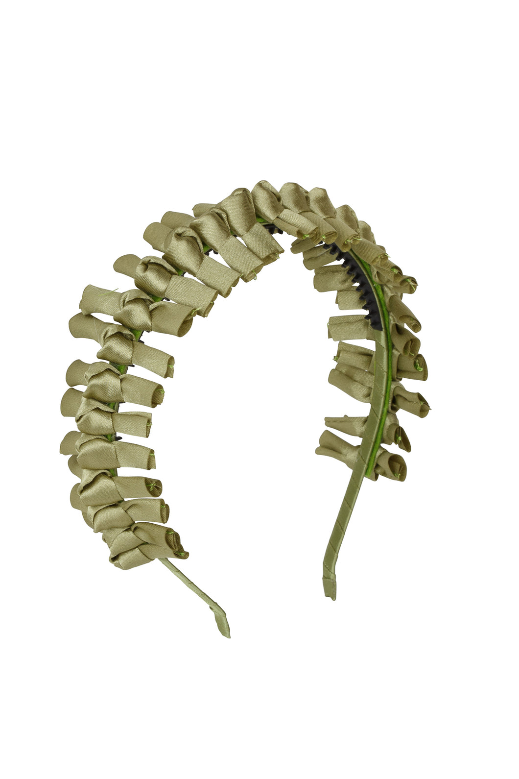 Satin Tied Headband - Antique Green
