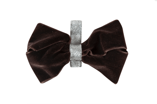 Heather Velvet Clip - Brown/Gold