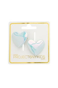 Shiny Heart Clip Set - Blue Iridescent A