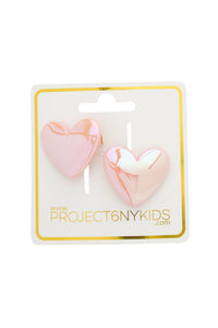 Shiny Heart Clip Set - Pink Iridescent