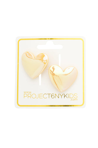Shiny Heart Clip Set - Yellow Iridescent