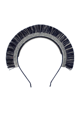 Static Fringe Headband - Navy Fringe/Silver Glitter