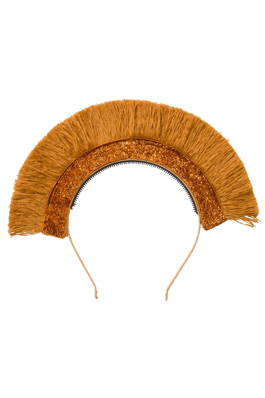 Static Fringe Headband - Khaki Fringe/Rust Glitter