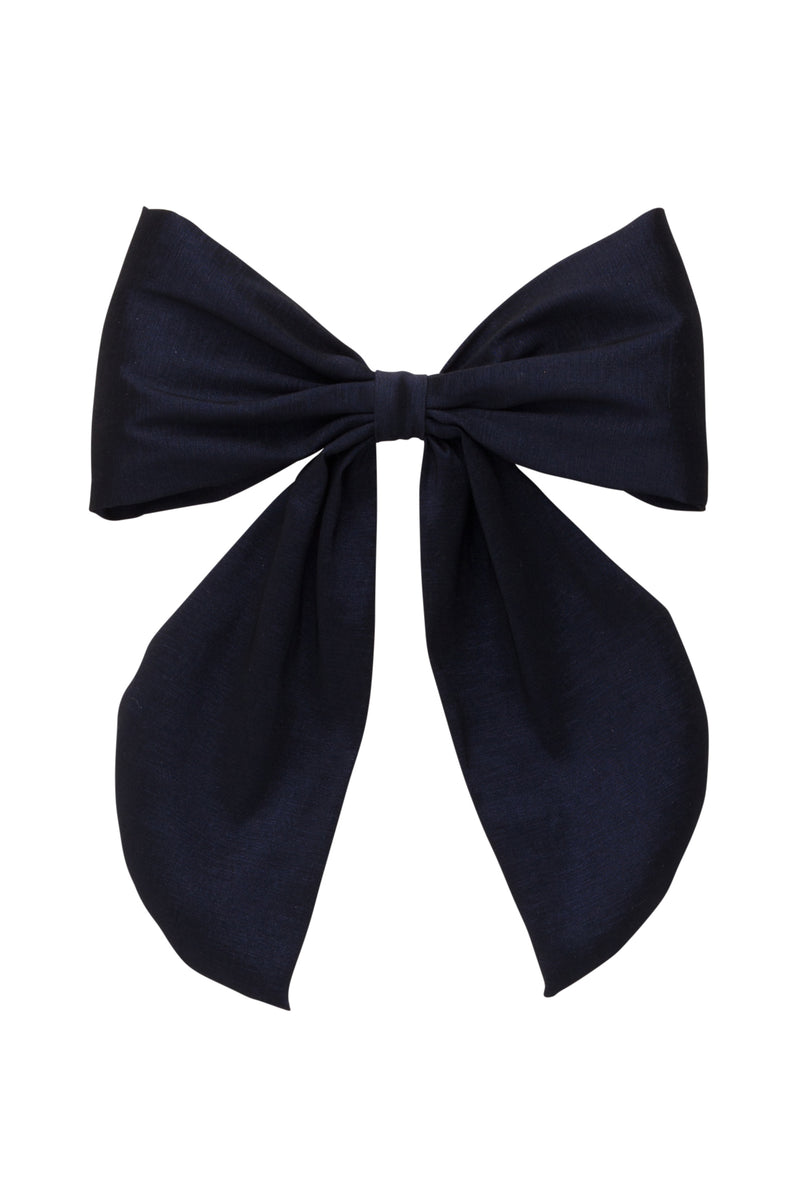 The Perfect Bow Clip - Large - Taffeta - Navy