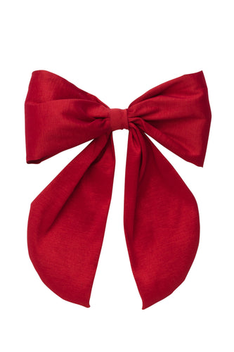 The Perfect Bow Clip - Large - Taffeta - Red