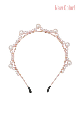 Triple Cluster Pearl Headband - Pink Pearl