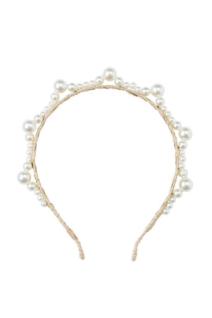 Triple Cluster Pearl Headband - Gold/Ivory (By Request Only, Min 10+)