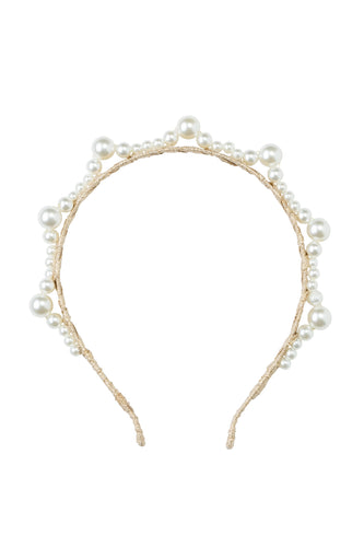 Triple Cluster Pearl Headband - Gold/Ivory (By Request Only, Min 10+)