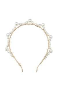 Triple Cluster Pearl Headband - Gold/Ivory (By Request Only, Min 10+)