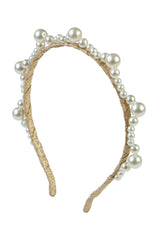 Triple Cluster Pearl Headband - Gold/Ivory (By Request Only, Min 10+)