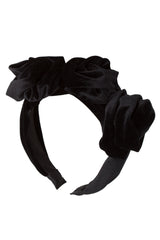 Triple Rose Garden Headband - Black Velvet